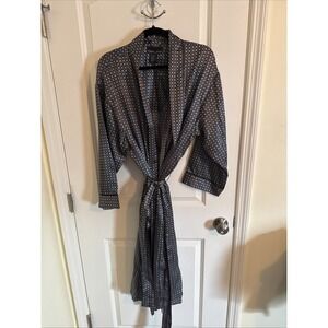 Men's Robert Louis Silk Blend Robe Black & White Geometric Robe One Size